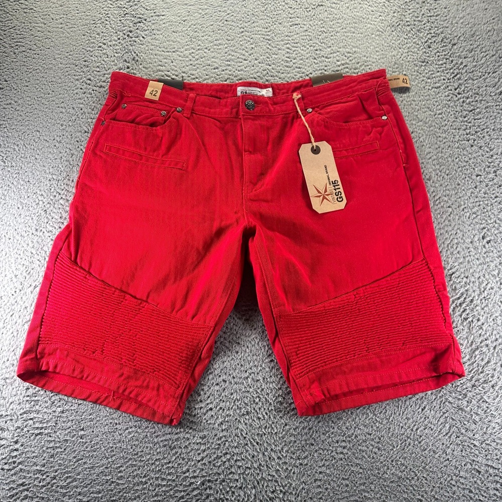 Vintage GS115 Shorts Mens 42 Red Cotton Biker Casual Travel Motorcycle Outdoor